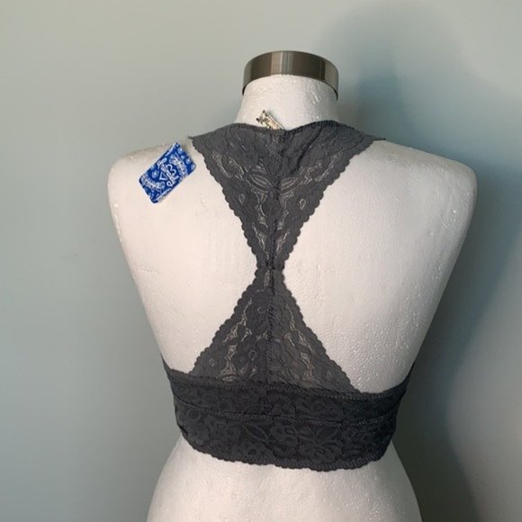 FREE PEOPLE NWT DARK GREY LACE RACERBACK BRALETTE SIZE XS - Picture 6 of 10
